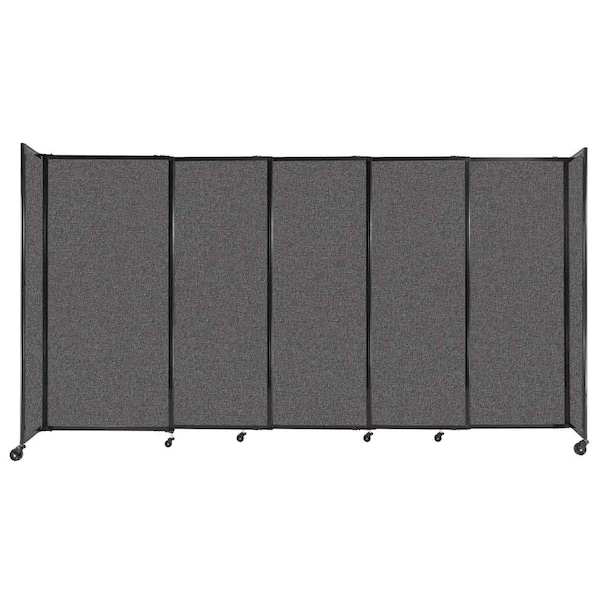 Versare StraightWall Sliding Portable Partition 11'3" x 6' Charcoal Gray Fabric 1472507 - main